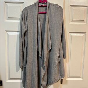 Barefoot Dreams Light Gray Draped Open-Front Cardigan